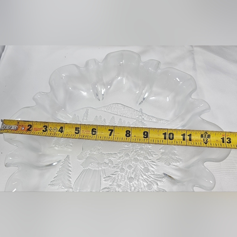 Mikasa Glass Frosted Plate Candy Cookie Dish Serving Platter Christmas Scene 13" - Picture 9 of 11